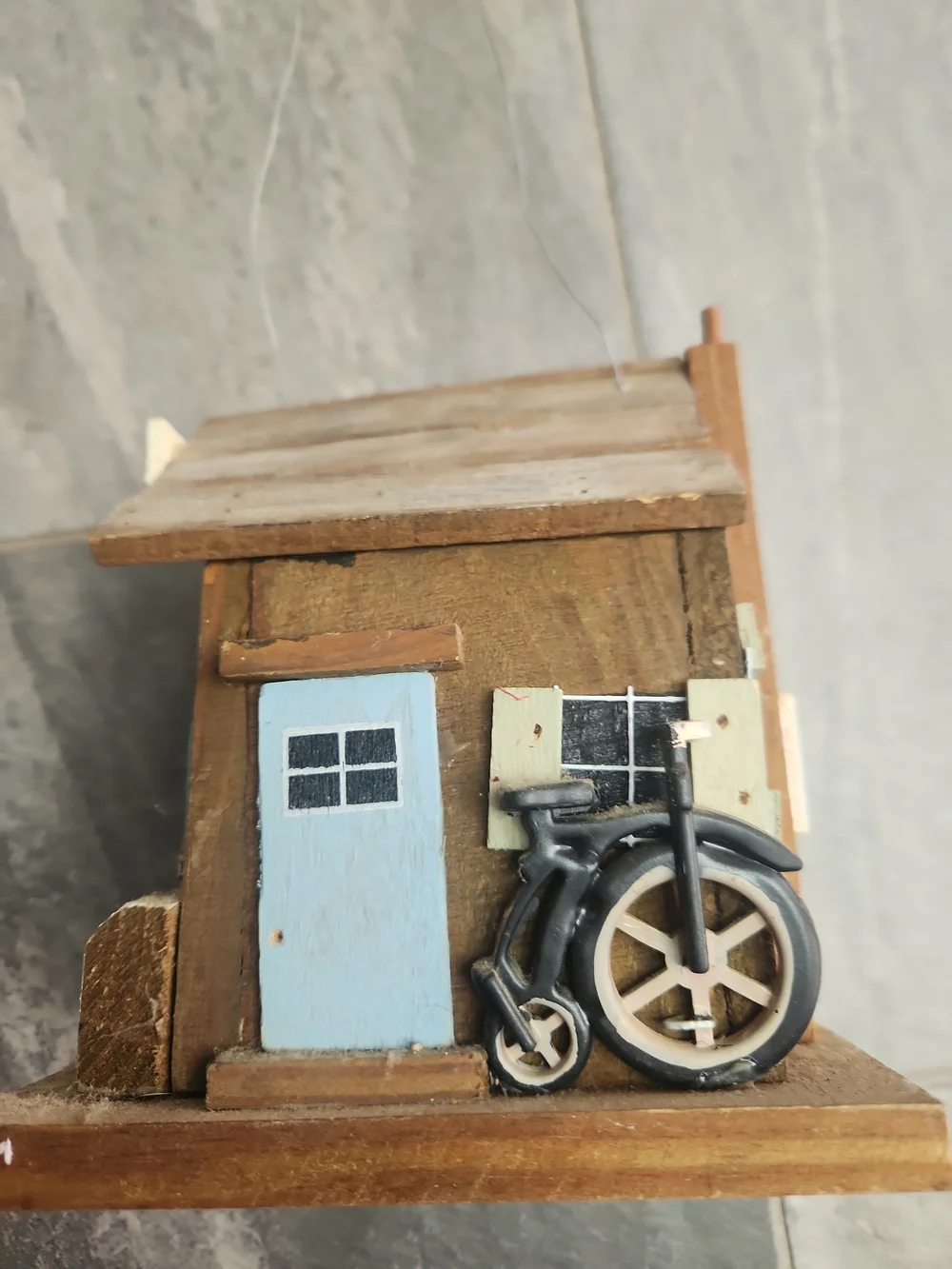 Handcrafted Rustic Mini General Store Wall Decor in Brown & Blue